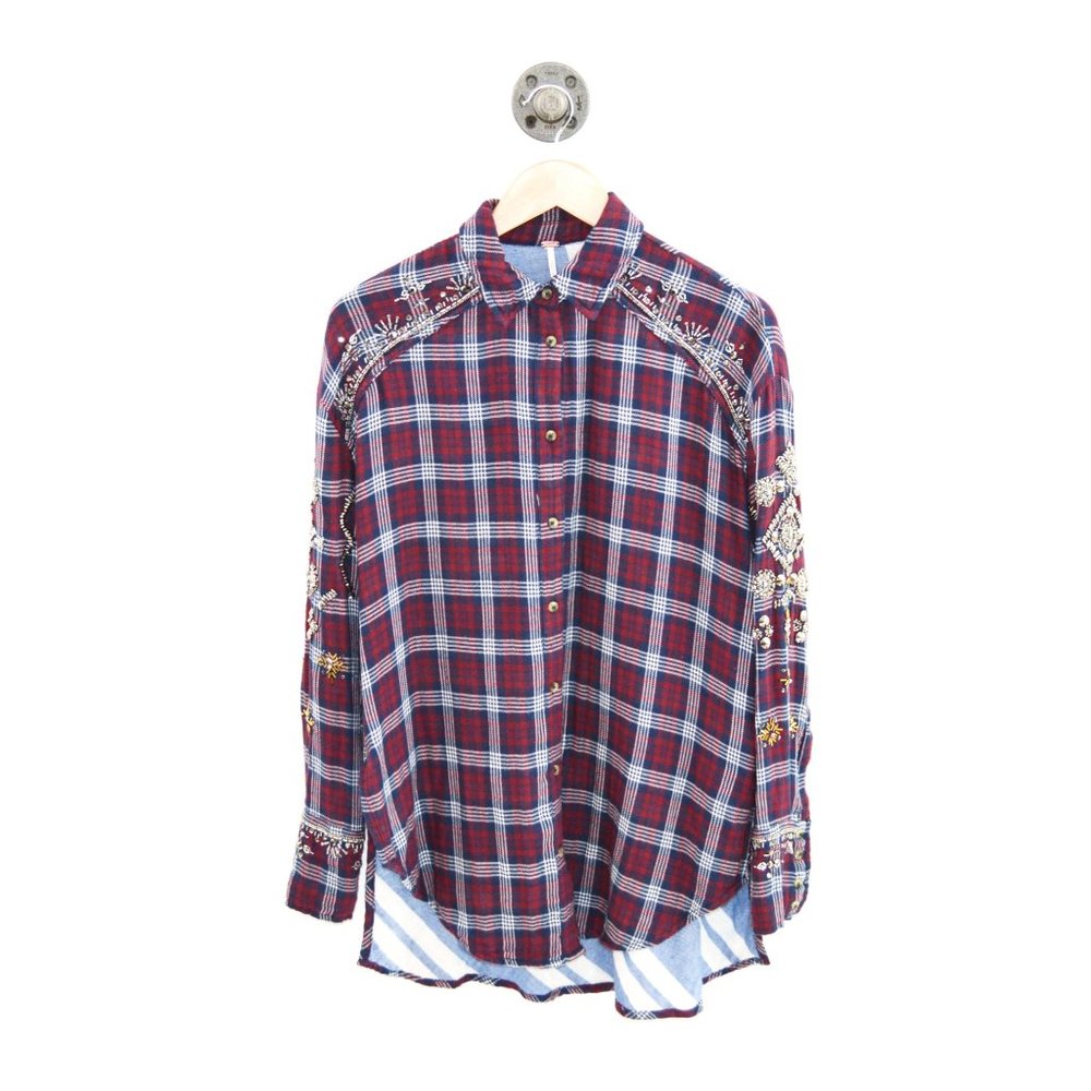 Free People Flannel Button Down Top #101-81